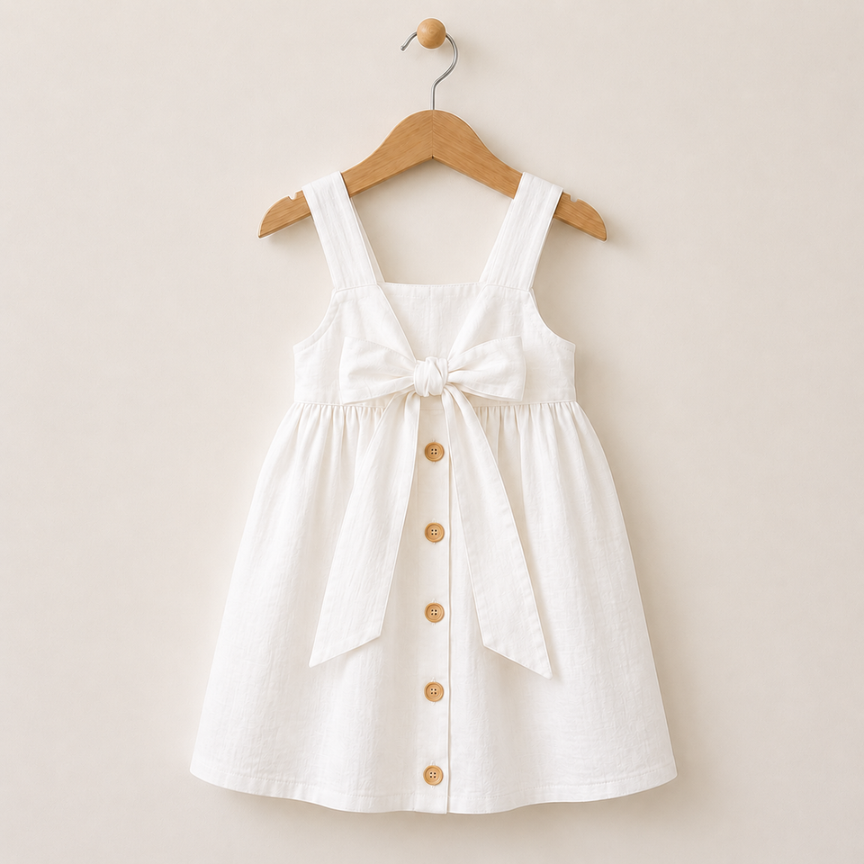 BloomGrace – Schattig & Comfortabel – Kinder Jurk met Strik & Verstelbare Schouderbanden