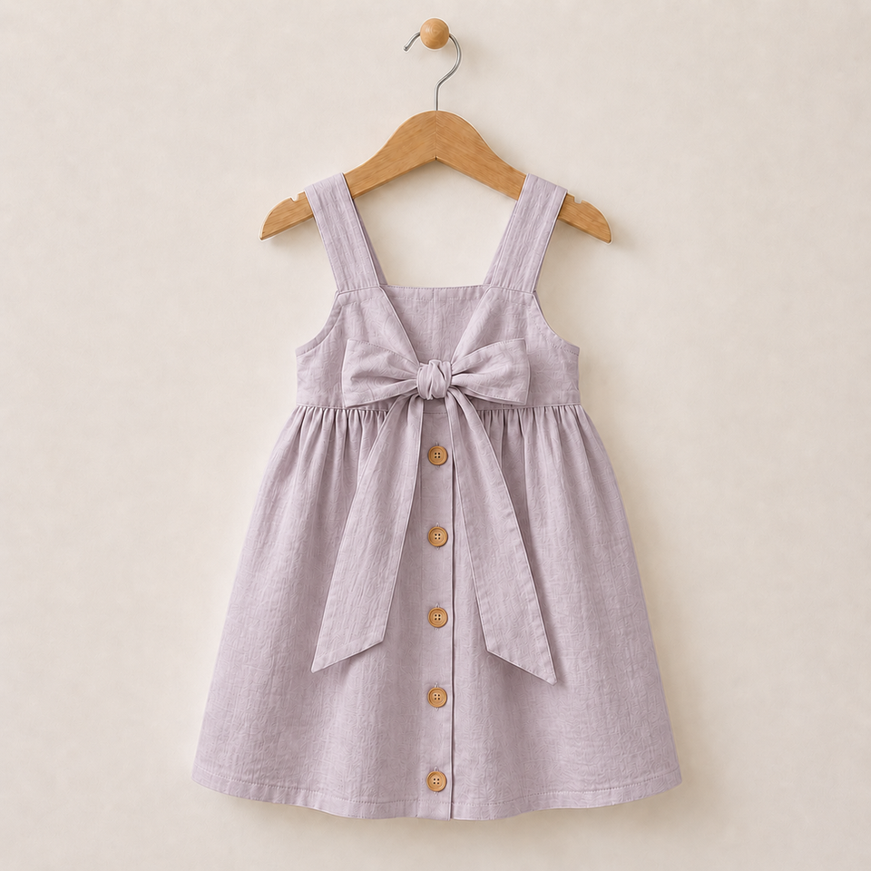 BloomGrace – Schattig & Comfortabel – Kinder Jurk met Strik & Verstelbare Schouderbanden