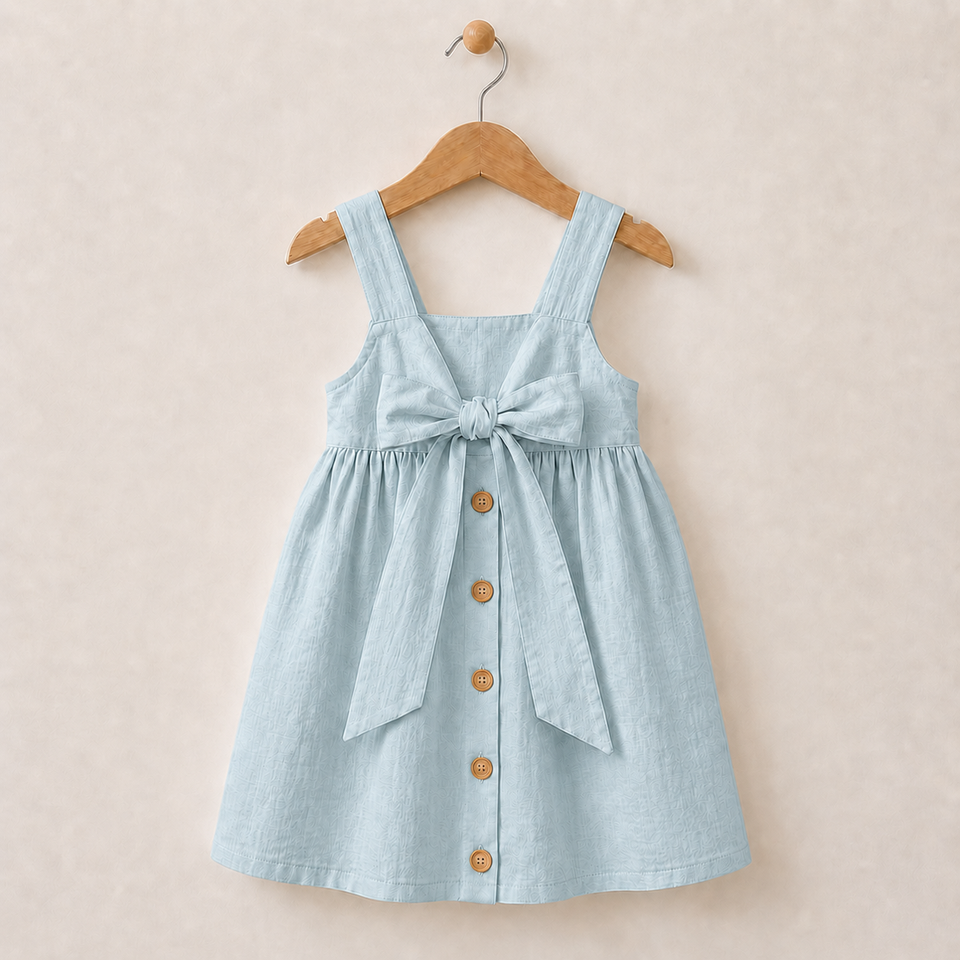 BloomGrace – Schattig & Comfortabel – Kinder Jurk met Strik & Verstelbare Schouderbanden