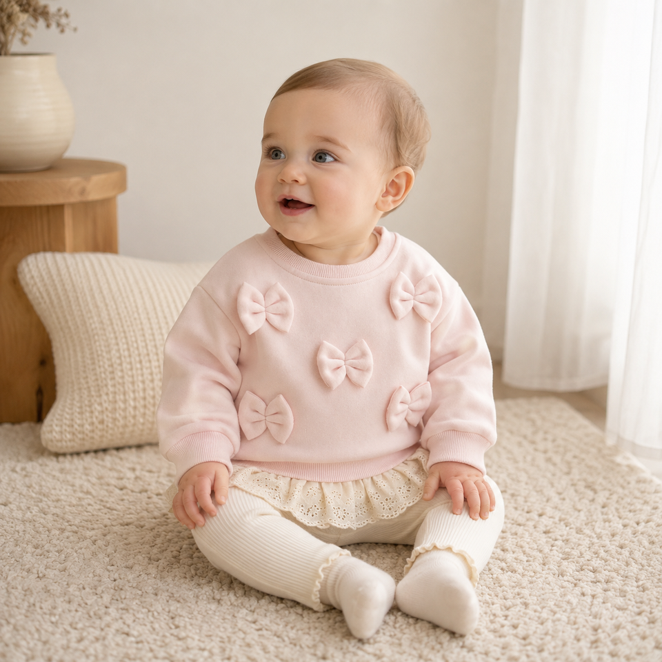 LittleAngel – Zacht & Stijlvol – Baby Set met Sweater en Elastische Broek