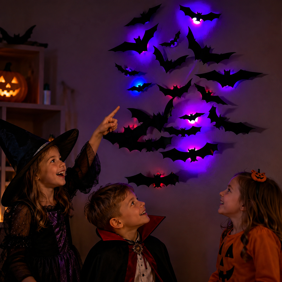 SpookyGlow – Griezelig & Sfeervol – Halloween Vleermuis LED Wanddecoratie