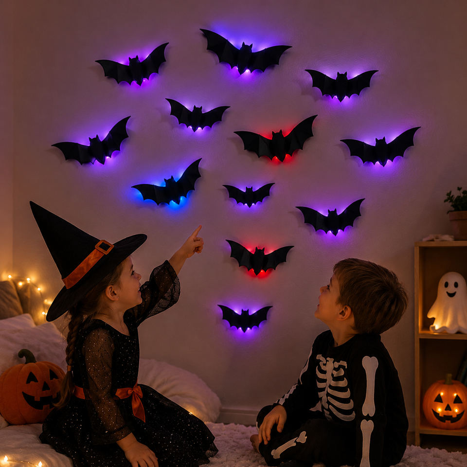 SpookyGlow – Griezelig & Sfeervol – Halloween Vleermuis LED Wanddecoratie