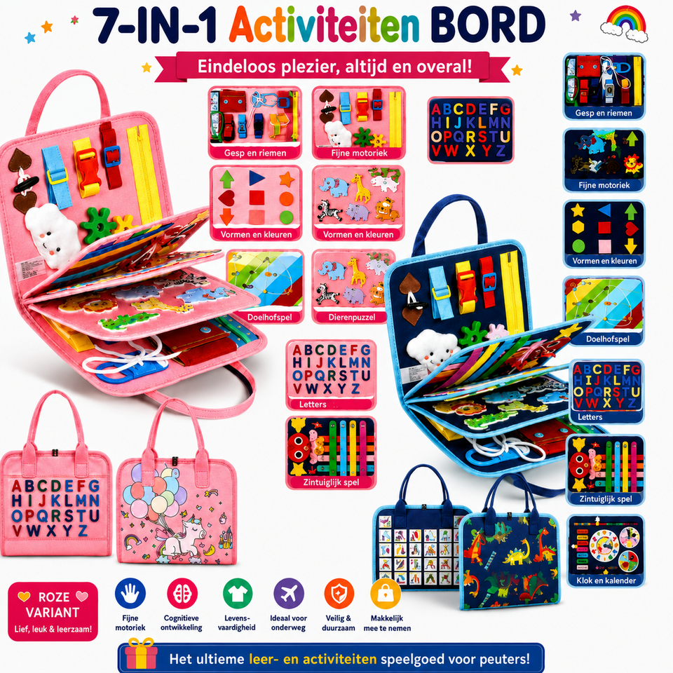 7-in-1 Busy Board – Motoriek & Leren – Activiteiten Bord