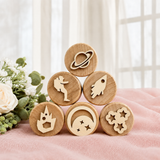 WoodStamp – Montessori & Creatief – 6 stuks Houten Kleistempels