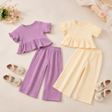 SoftCharm – Elegant & Comfortabel – Meisjes Set met Ruffle Top en Lange Broek