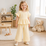 SoftCharm – Elegant & Comfortabel – Meisjes Set met Ruffle Top en Lange Broek