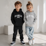 MiniUrban – Gezellig & Stijlvol – Trui met capuchon en Los Angeles/New York-print