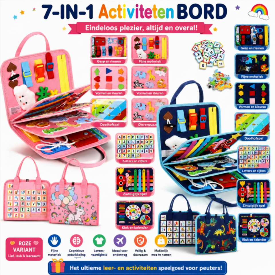 7-in-1 Busy Board – Motoriek & Leren – Activiteiten Bord