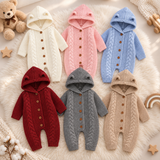 SoftKnit – Warm & Schattig – Gebreid Baby Jumpsuit met Capuchon