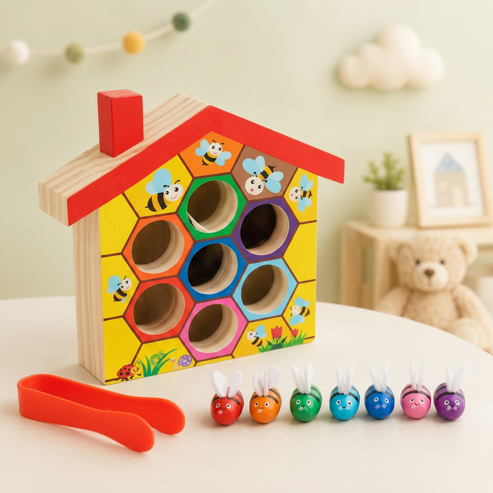 HoneyHive – Montessori & Educatief – Houten Bijensorteerspel