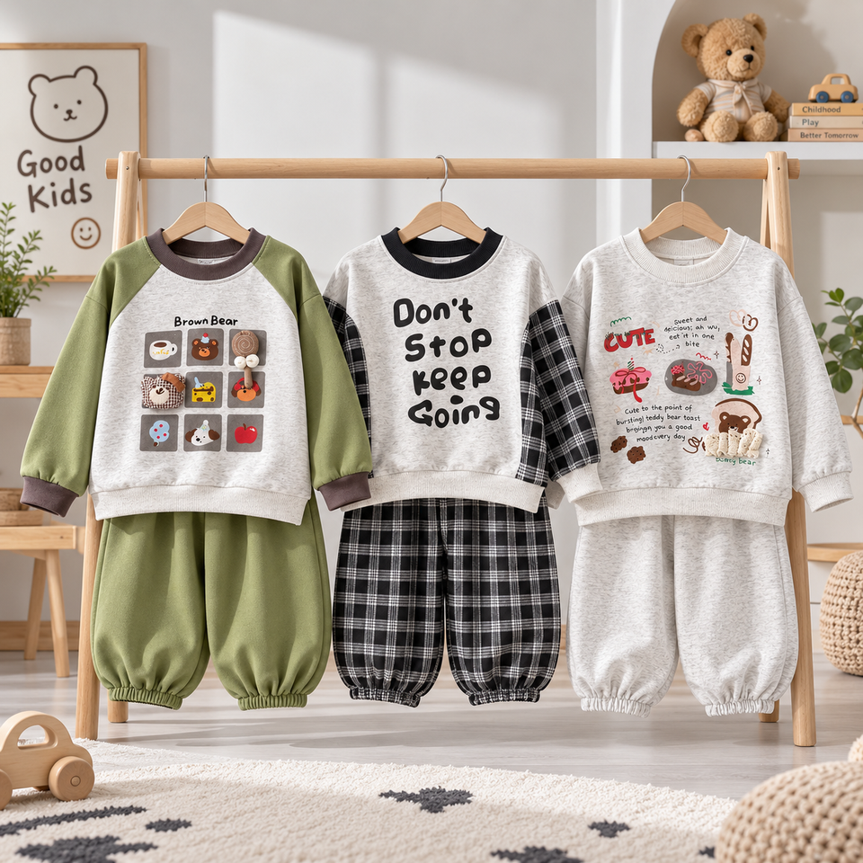 MiniBuddy – Zacht & Praktisch – Kinder Sweater Set met Lange Mouwen