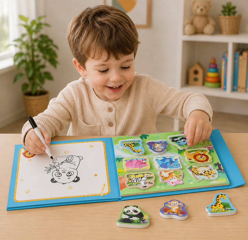 SmartMatch – Speels & Leerzaam – Magnetisch 2-in-1 teken- en puzzelboek