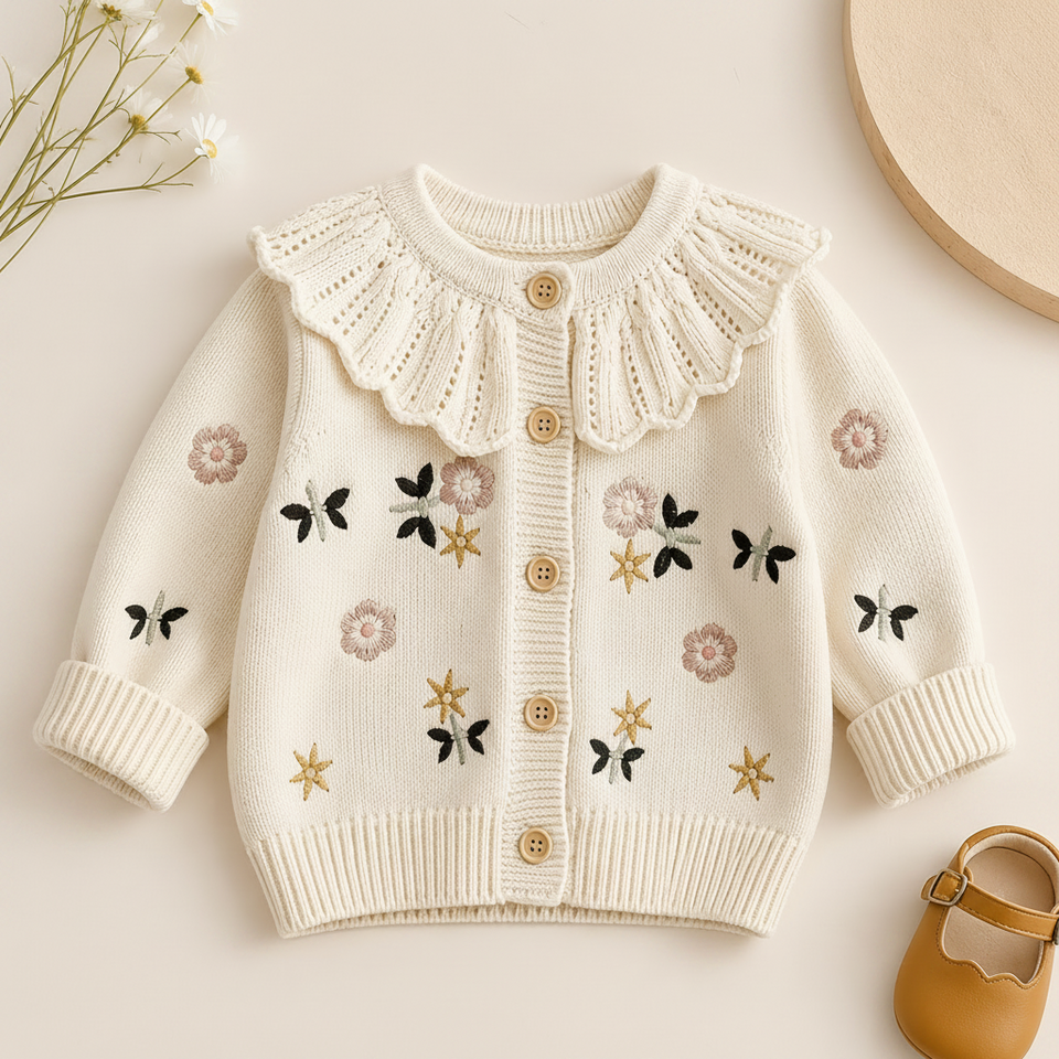 FloraKnit – Warm & Modieus – Gebreid Vestje met Bloemendetails
