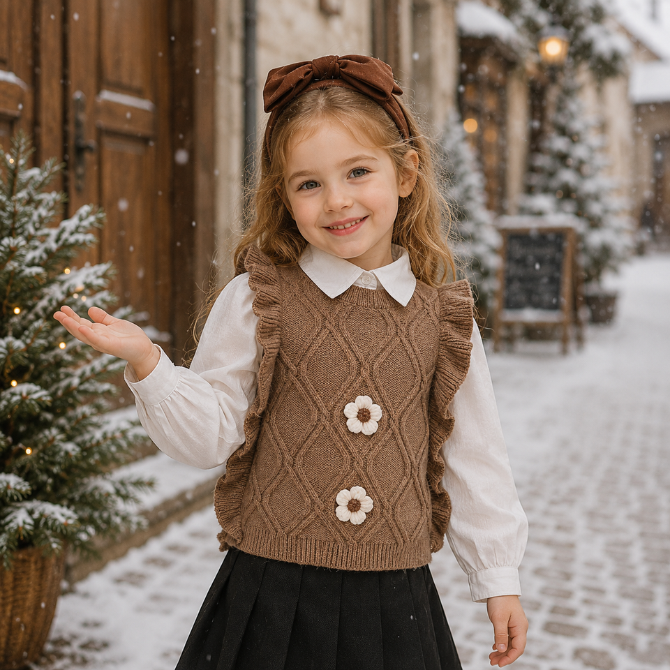 LittlePetal – Lief & Comfortabel – Mouwloos Meisjes Vestje met Bloemen