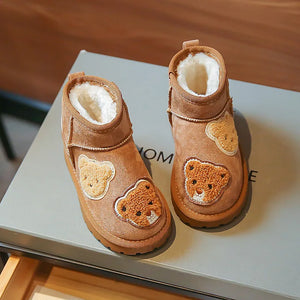 Mini Fashion - Suède Bruin Enkellaars met Beren