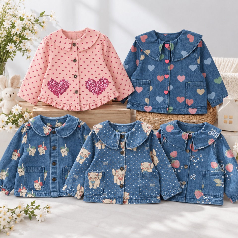 DenimBloom – Schattig & Trendy – Kinder Spijkerjasje met Peter Pan Kraag