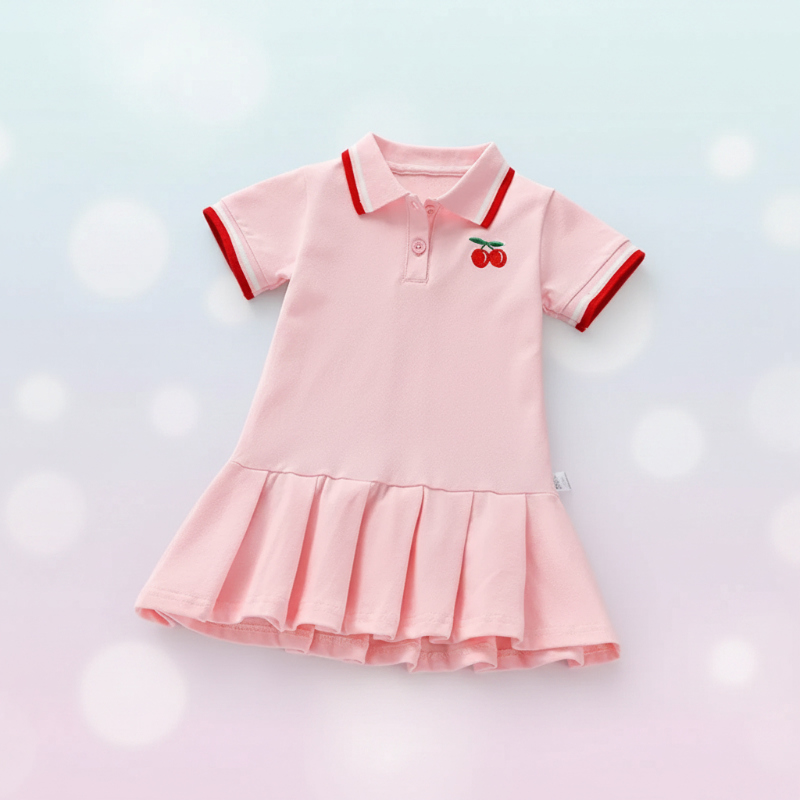PetitJoy – Comfortabel & Stijlvol – Polo Jurk met Kersenprint