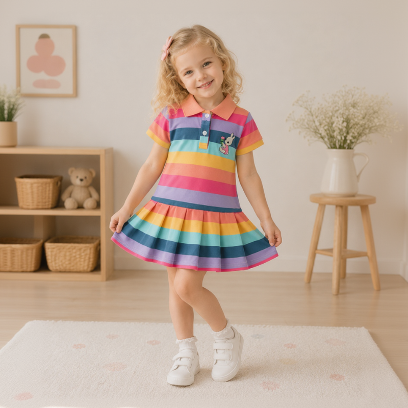 RainbowBabe – Fris & Kleurig – Kinder Polo Jurk