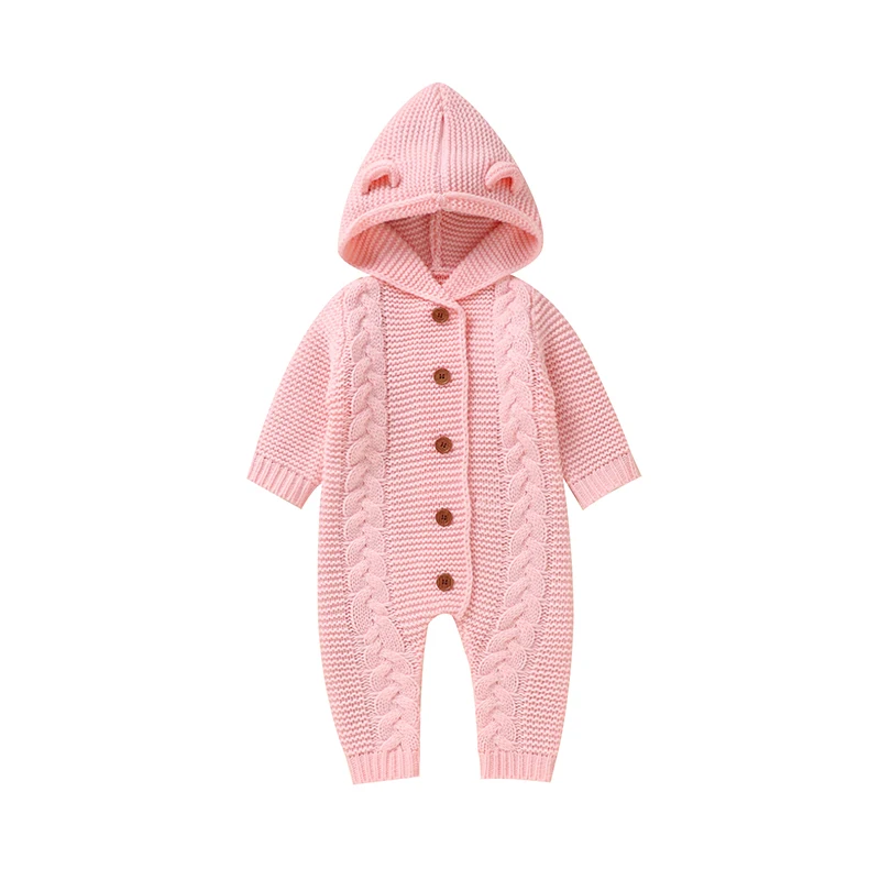 SoftKnit – Warm & Schattig – Gebreid Baby Jumpsuit met Capuchon