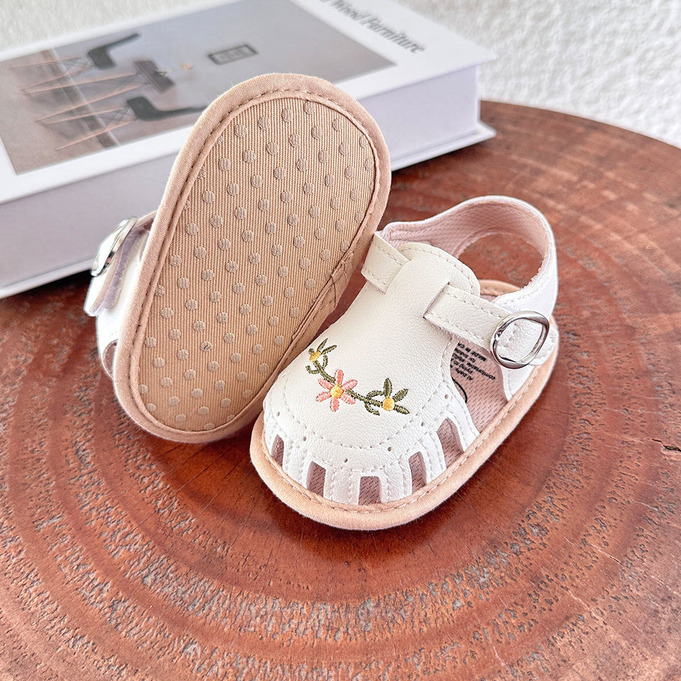 TinyPetals – Comfort & Stijl – Baby Sandalen met Bloemenborduursel
