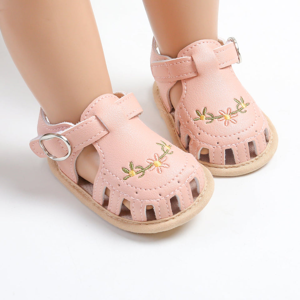 TinyPetals – Comfort & Stijl – Baby Sandalen met Bloemenborduursel