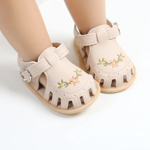 TinyPetals – Comfort & Stijl – Baby Sandalen met Bloemenborduursel