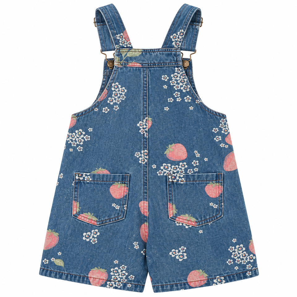 DenimCharm – Vrolijk & Comfortabel – Kinder Tuinbroek met Speelse Print