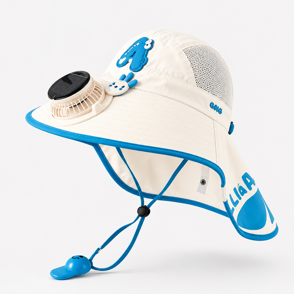 HappyShade – Zonbescherming & Koeling – Kinder Zomer Hoed met Ventilator