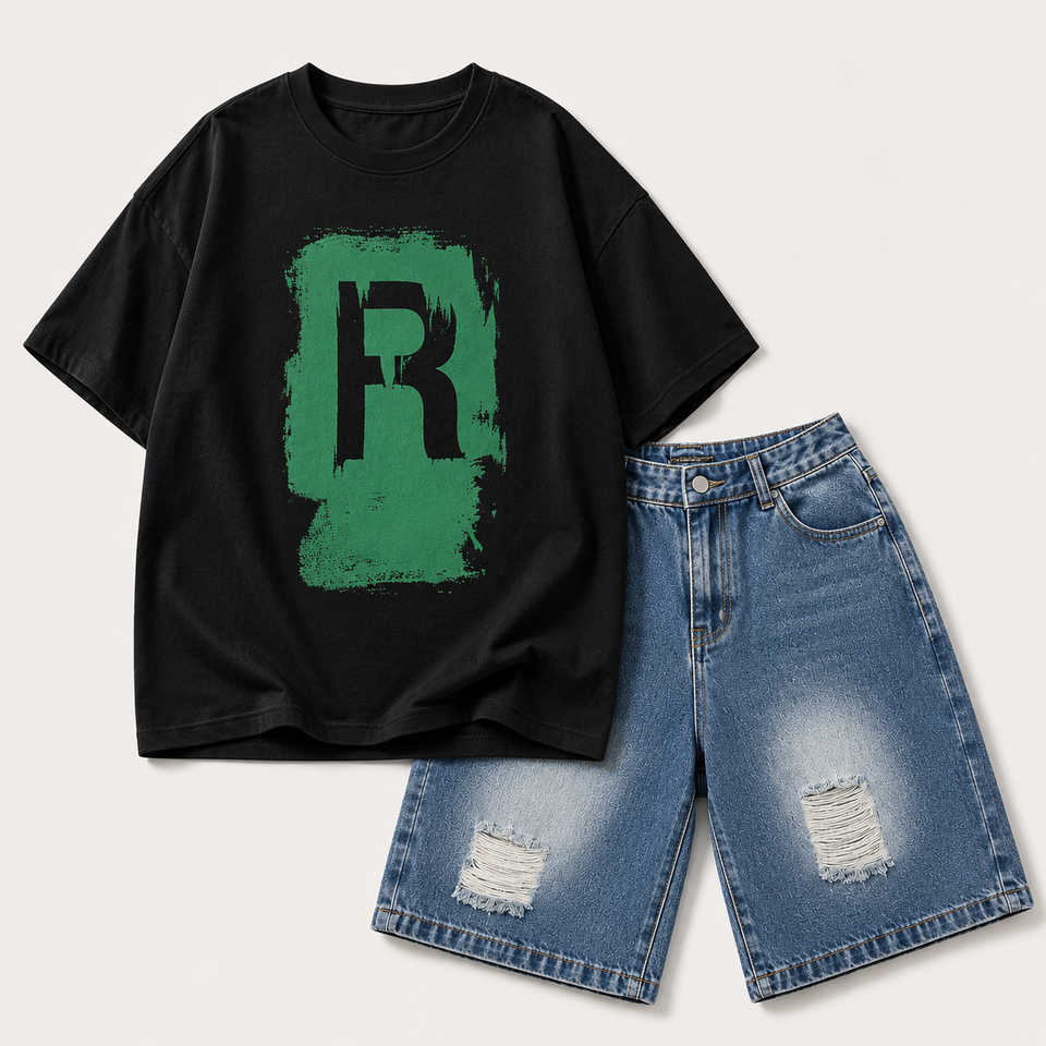 CoolBoys – Stoer & Comfortabel – Jongens Outfit met Shirt en Spijkerbroek Short