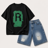 CoolBoys – Stoer & Comfortabel – Jongens Outfit met Shirt en Spijkerbroek Short