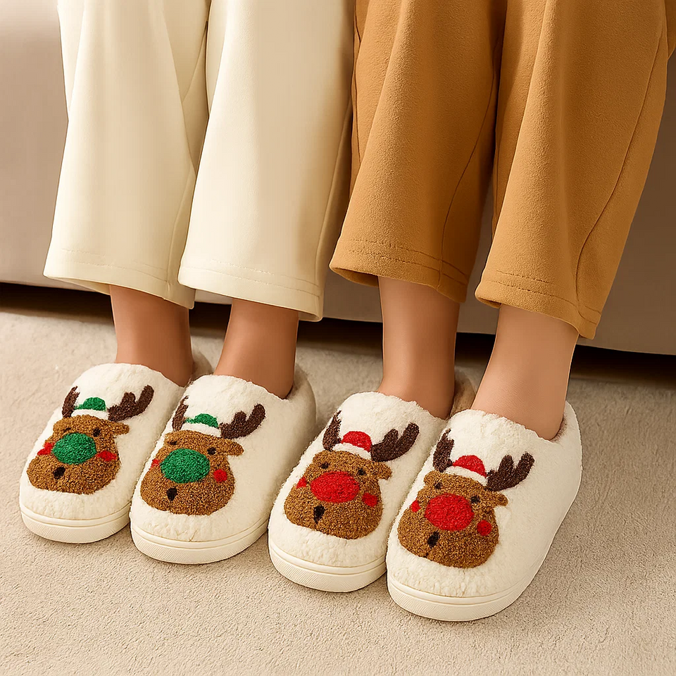 Noordlicht – Warm & Feestelijk – Pluche Kerstpantoffels met motief