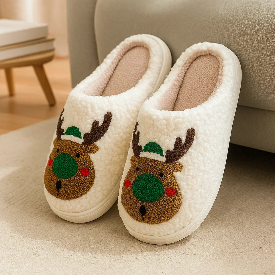 Noordlicht – Warm & Feestelijk – Pluche Kerstpantoffels met motief
