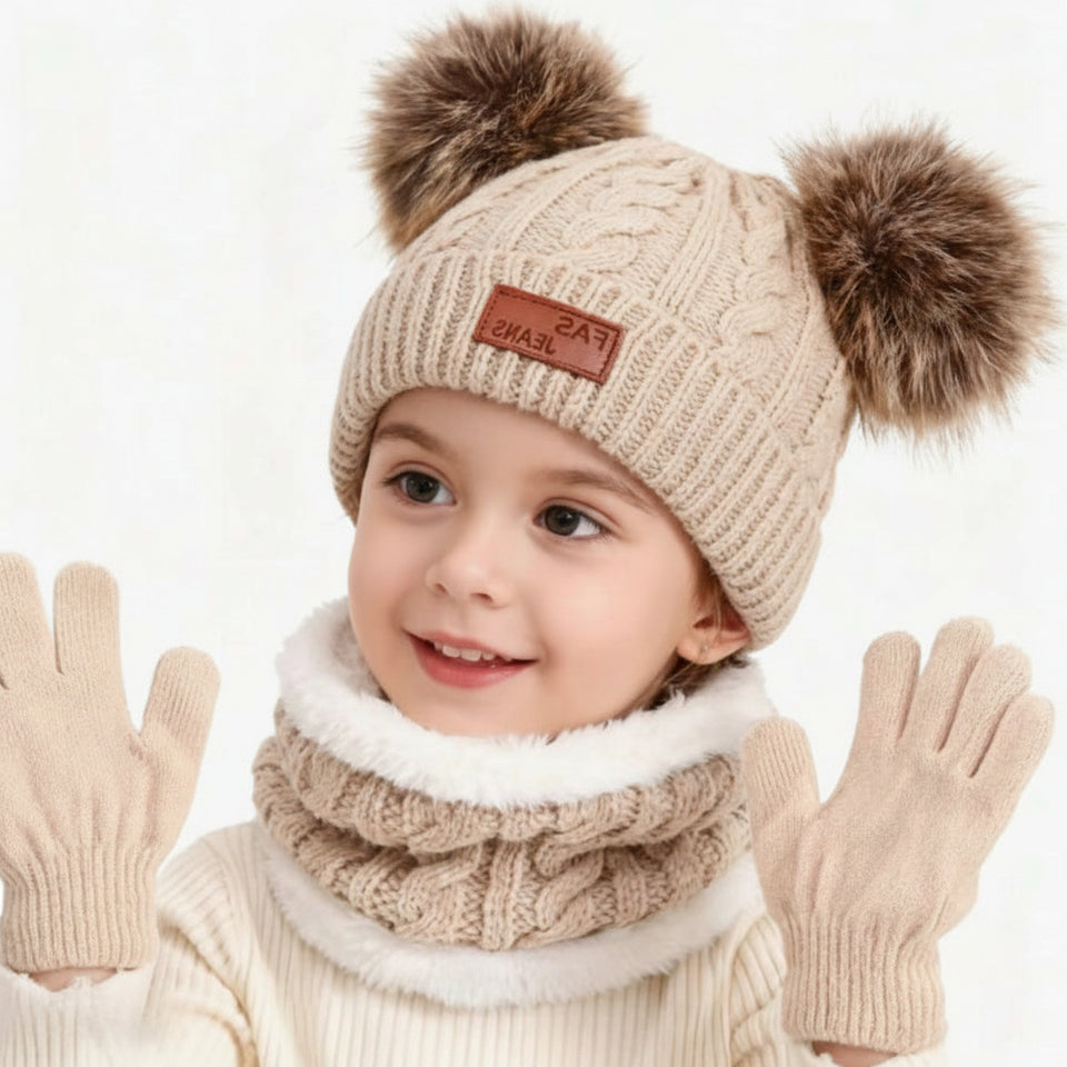 CozyPom – Warm & Zacht - Winterset met Muts, Sjaal en Handschoenen