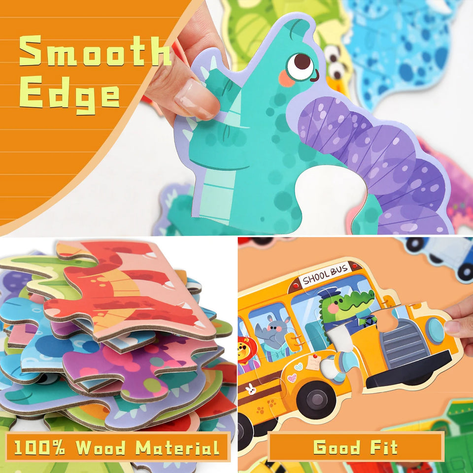Woods™ - Fijne Motoriek & Creatief - 6-in-1 Puzzel