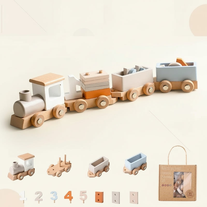 TrainCount –  Klassiek & Educatief – Houten Montessori Trein