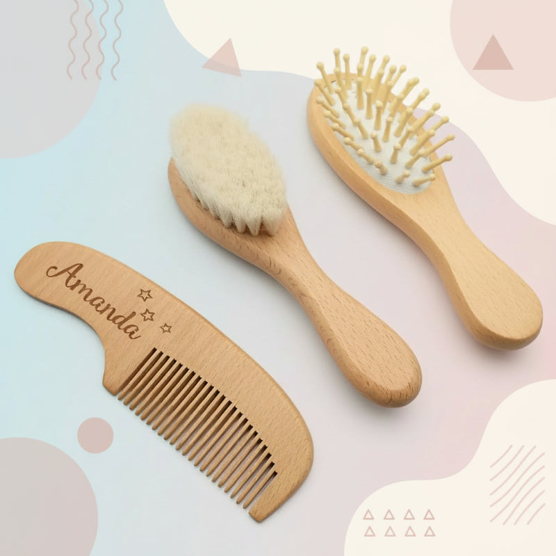 Personalized Hairbrush – Zacht & Uniek – Gepersonaliseerde Baby Haarborstel Set