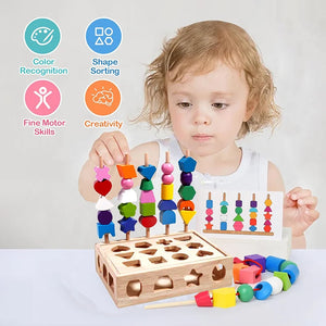 Woods™ - Stimuleer Creativiteit & Verbeter Vaardigheden - Kleurrijke Montessori Puzzelset