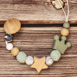 Baby Pacifier Holder – Met Naam – Gepersonaliseerde Houten & Siliconen Kralen