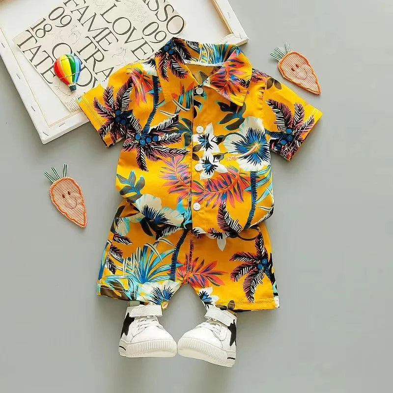 Mini Fashion™ - Fris & Vrolijk - Bloemen Jongens Setje