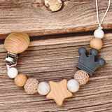 Baby Pacifier Holder – Met Naam – Gepersonaliseerde Houten & Siliconen Kralen