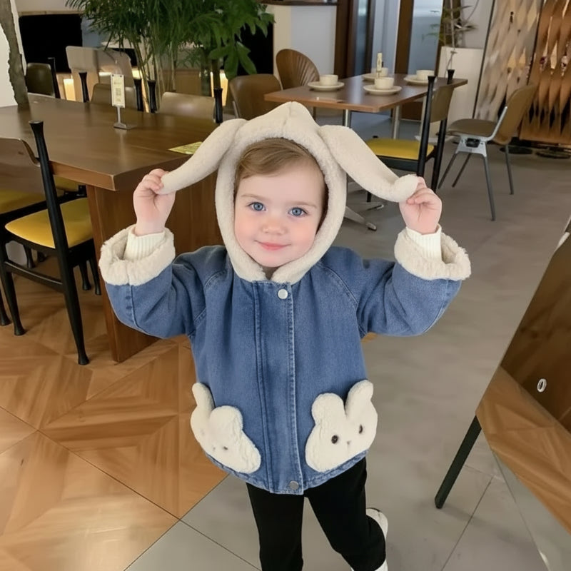 Girls Bunny Denim Coat – Warm & Comfort – Kinder Jas