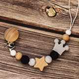 Baby Pacifier Holder – Met Naam – Gepersonaliseerde Houten & Siliconen Kralen