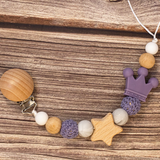 Baby Pacifier Holder – Met Naam – Gepersonaliseerde Houten & Siliconen Kralen