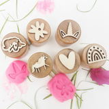 WoodStamp – Montessori & Creatief – 6 stuks Houten Kleistempels