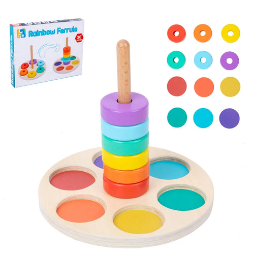 Woods™ - Kleurrijk Stapelplezier - Houten Regenboog Toren