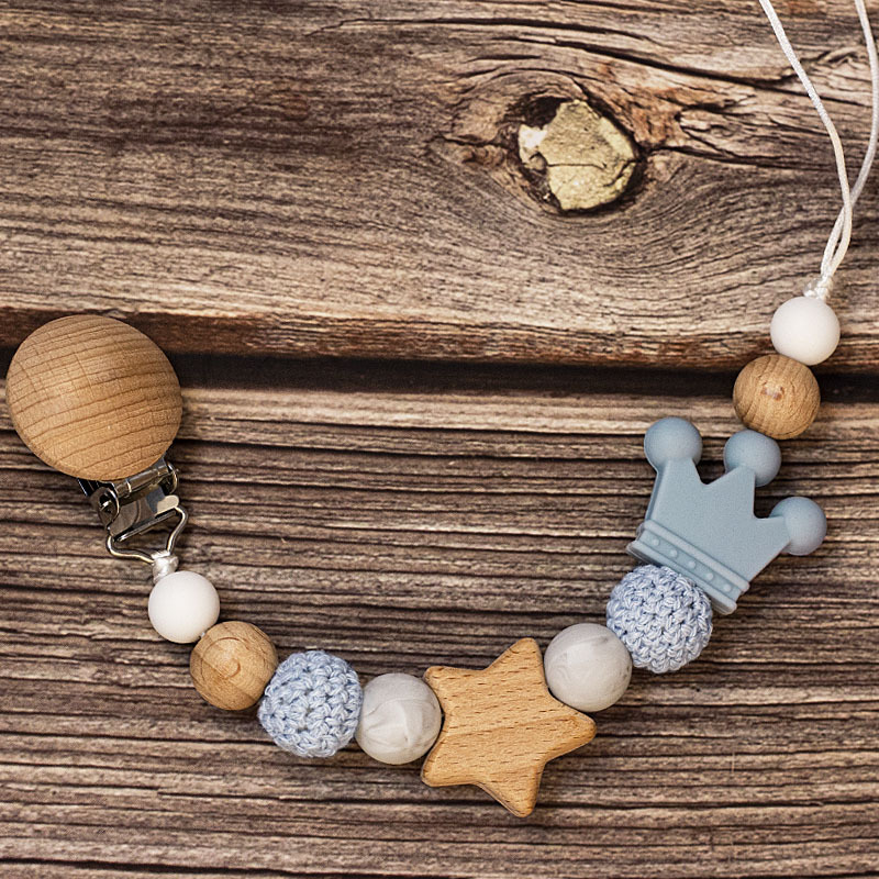 Baby Pacifier Holder – Met Naam – Gepersonaliseerde Houten & Siliconen Kralen