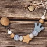 Baby Pacifier Holder – Met Naam – Gepersonaliseerde Houten & Siliconen Kralen