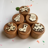 WoodStamp – Montessori & Creatief – 6 stuks Houten Kleistempels