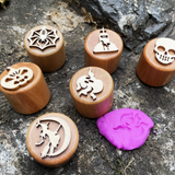 WoodStamp – Montessori & Creatief – 6 stuks Houten Kleistempels