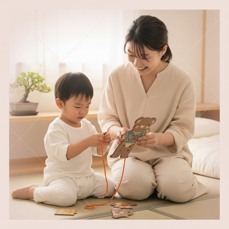 ThreadBear – Schattig & Educatief – Montessori Rijg Speelgoed Beer